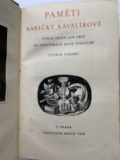 kniha Paměti babičky Kavalírové, Topičova edice 1939