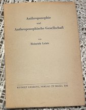 kniha Anthroposophie und Anthroposophische Gesellschaft, Verlag 1941