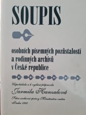 kniha Soupis osobních písemných pozůstalostí a rodinných archivů v České republice, Ministerstvo vnitra ČR, Sekce archivní správy 1997