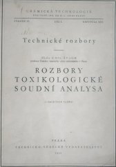 kniha Rozbory toxikologické Soudní analysa, Technicko-vědecké vydavatelství 1952