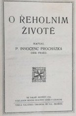 kniha O řeholním životě, Občanská 1924