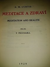 kniha Meditace a zdraví = Meditation and health, B. Kočí 1929