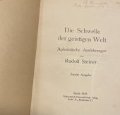 kniha Die Schwelle der geistigen Welt, Berlin 1913