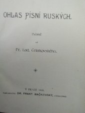 kniha Ohlas písní ruských básně, František Bačkovský 1905