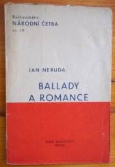 kniha Ballady a romance, Jindřich Bačkovský 1938
