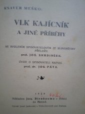 kniha Vlk Kajícník a jiné příběhy, Josef Birnbaum 1928