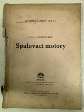 kniha Spalovací motory = [Verbrennungsmotore], Ústav pro učebné pomůcky průmyslových a odborných škol 1942