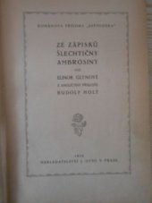 kniha Ze zápisků šlechtičny Ambrosiny, J. Otto 1918