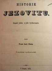 kniha Historie Jezovitů, Jos. Schalek 1871