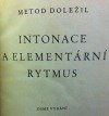 kniha Intonace a elementární rytmus, Státní nakladatelství krásné literatury, hudby a umění 1957