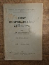 kniha Chov hospodářského zvířectva, Ministerstvo zemědělství 1927