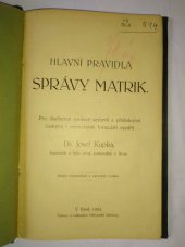 kniha Hlavní pravidla správy matrik, Občanská tiskárna 1924