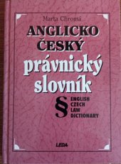 kniha Anglicko-český právnický slovník = English-Czech law dictionary, Leda 1995