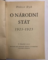 kniha O národní stát 1923-1925, Spolek pro zřízení desky a pomníku Viktoru Dykovi 1933