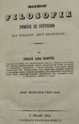 kniha Rozbor filosofie Tomáše ze Štítného dle rukopisu Řečí besedních, České museum 1852