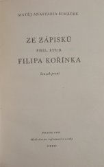 kniha Ze zápisků phil. stud. Filipa Kořínka, Orbis 1949