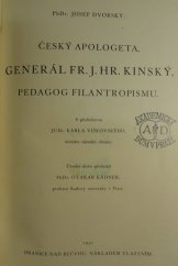 kniha Český apologeta, generál Fr. J. hr. Kinský, pedagog filantropismu, s.n. 1931
