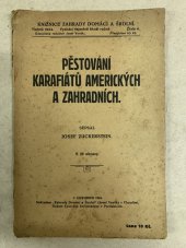 kniha Pěstování karafiátů amerických a zahradních, Josef Vaněk 1924