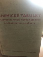 kniha Chemické tabulky Vlastnosti prvků, anorganických a organických sloučenin : Určeno chemikům všech oborů, profesorům a stud. vys. a prům. škol, SNTL 1955