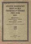 Státní rozpočet Republiky československé pro rok 1927