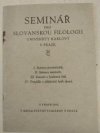 Seminář pro slovanskou filologii university Karlovy v Praze ...