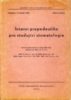 Interní propedeutika pro studující stomatologie