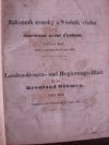 Zákonník zemský a Věstník vládní korunní zemi Českou. 1851